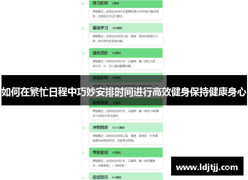 如何在繁忙日程中巧妙安排时间进行高效健身保持健康身心